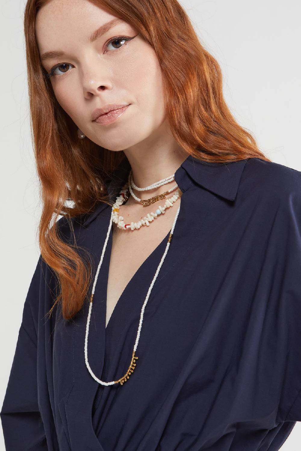 ottod'Ame Poplin midi dress with drawstring In Saldo