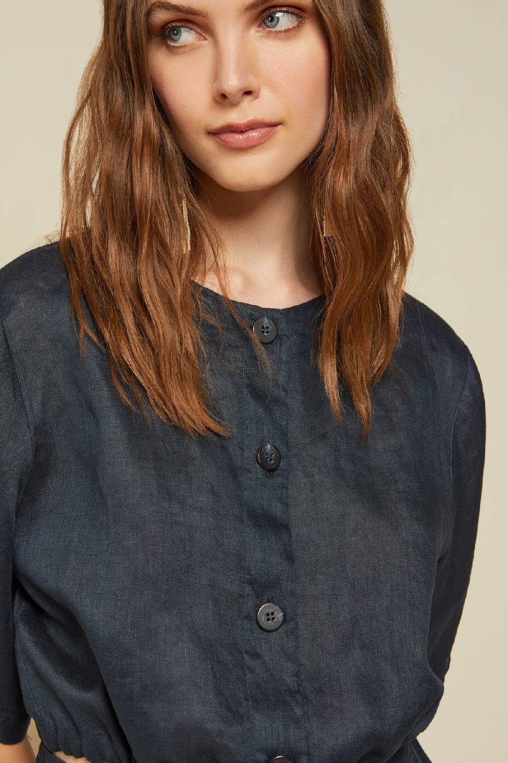 ottod'Ame Linen shirt with drawstring Moda