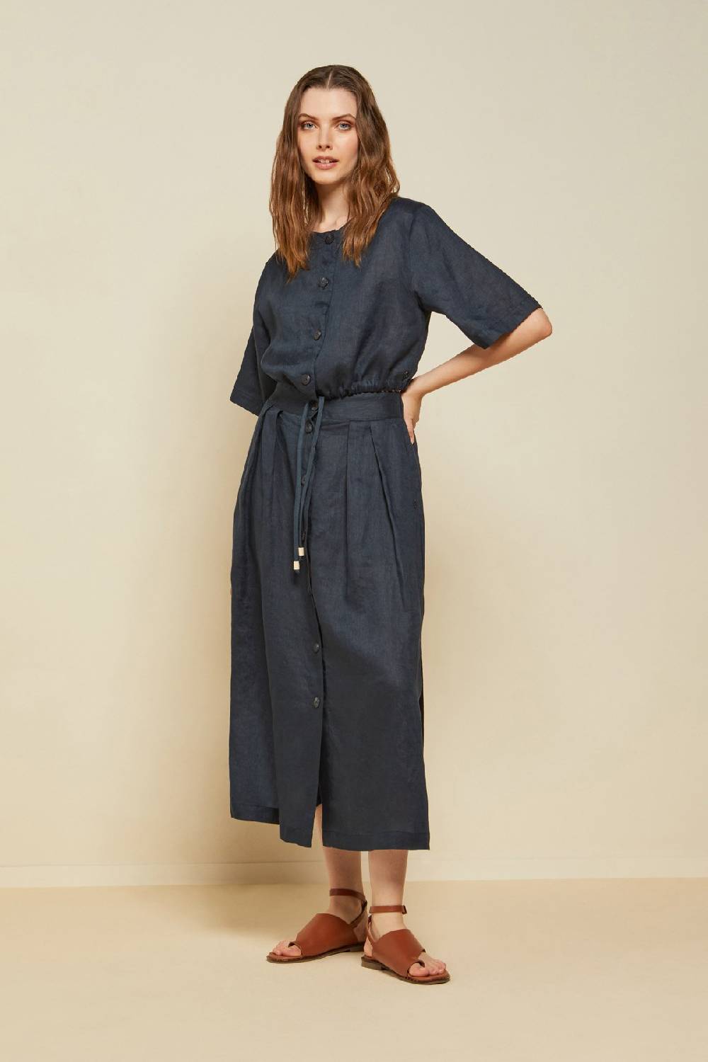 ottod'Ame Linen shirt with drawstring Moda