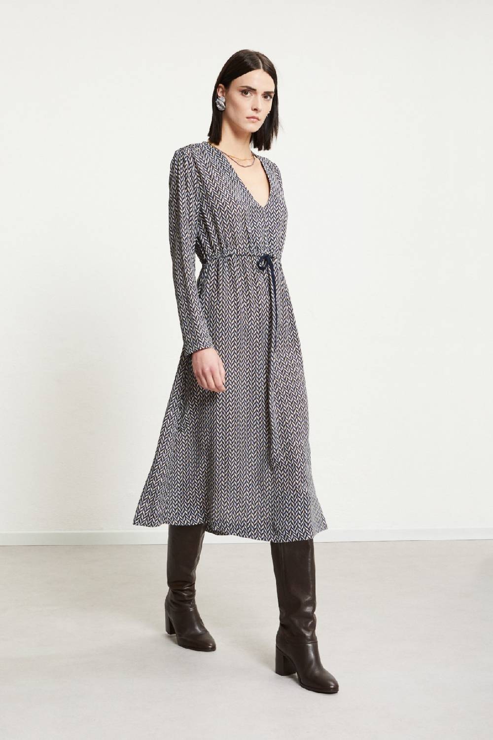 ottod'Ame Viscose midi dress with drawstring Nuovo