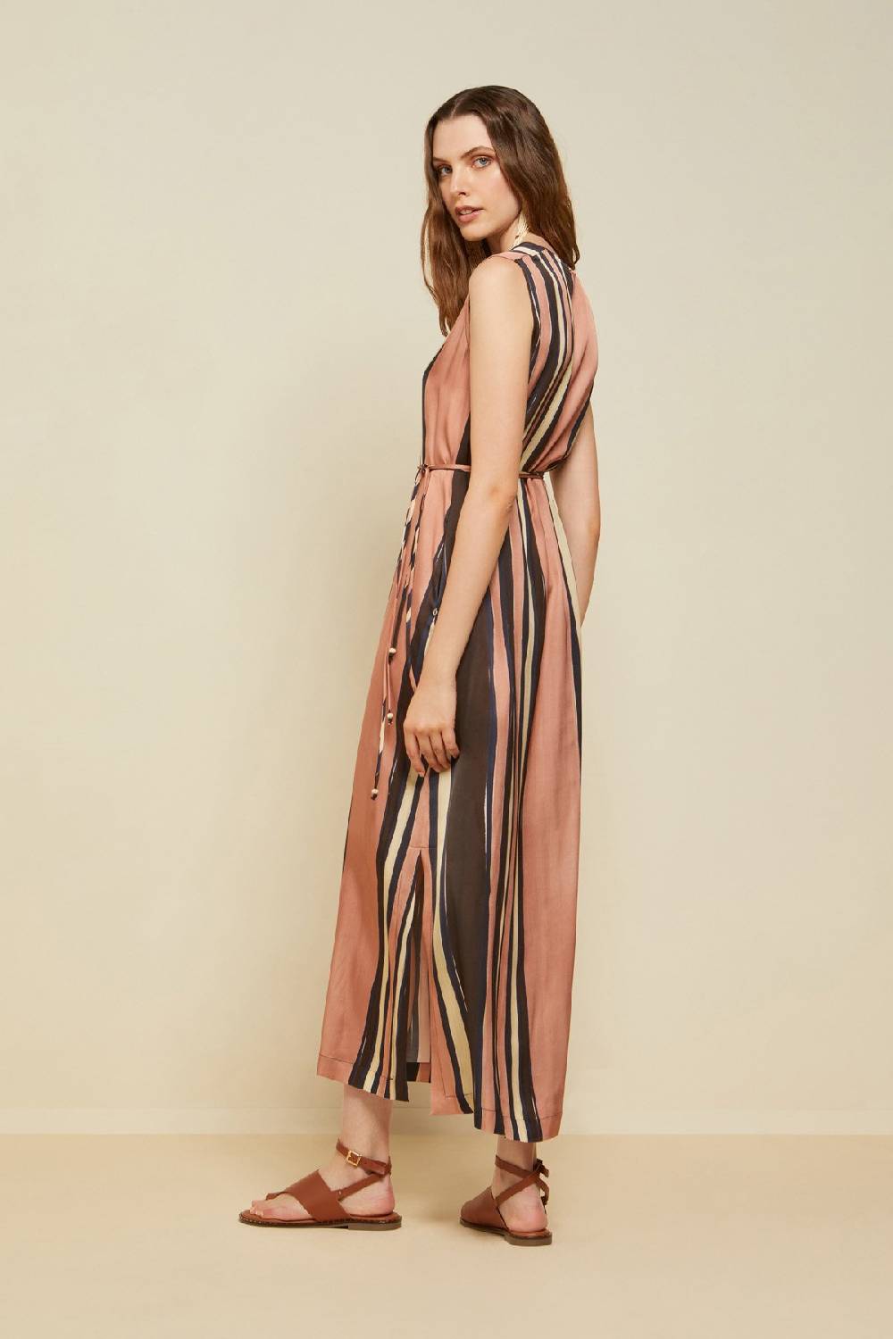 ottod'Ame Sleeveles viscose long dress with belt Outlet
