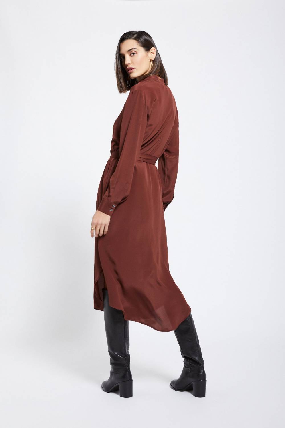ottod'Ame Silk-blend midi dress with sash Vendita Economica