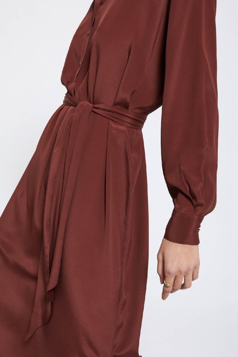 ottod'Ame Silk-blend midi dress with sash Vendita Economica
