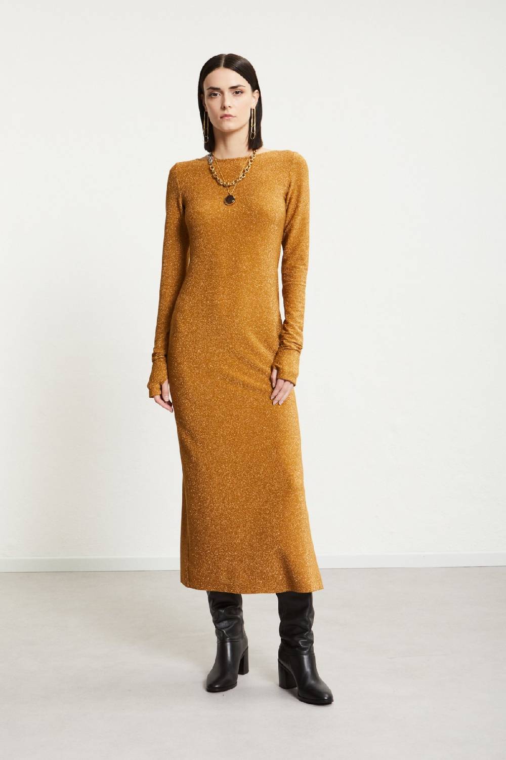 ottod'Ame Viscose long dress with lurex Negozio
