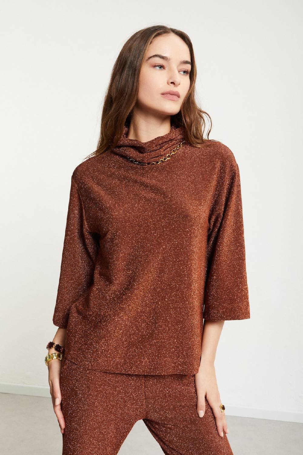 ottod'Ame Viscose blouse with lurex and flared sleeves Italy