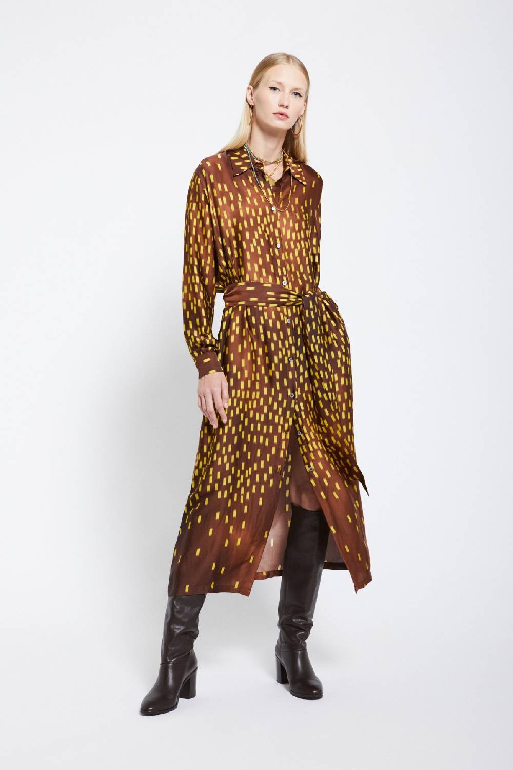 ottod'Ame Viscose long chemisier with sash Italy