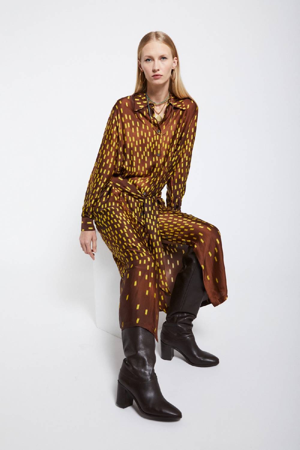 ottod'Ame Viscose long chemisier with sash Italy
