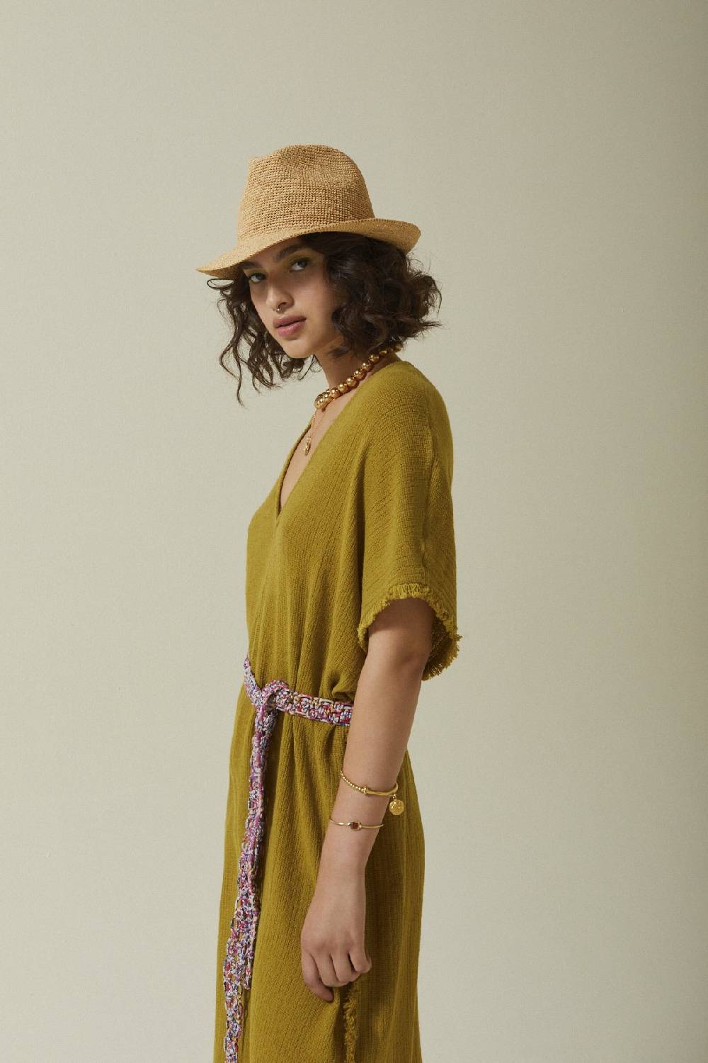 ottod'Ame Cotton midi dress with raw cut hemline Nuovo