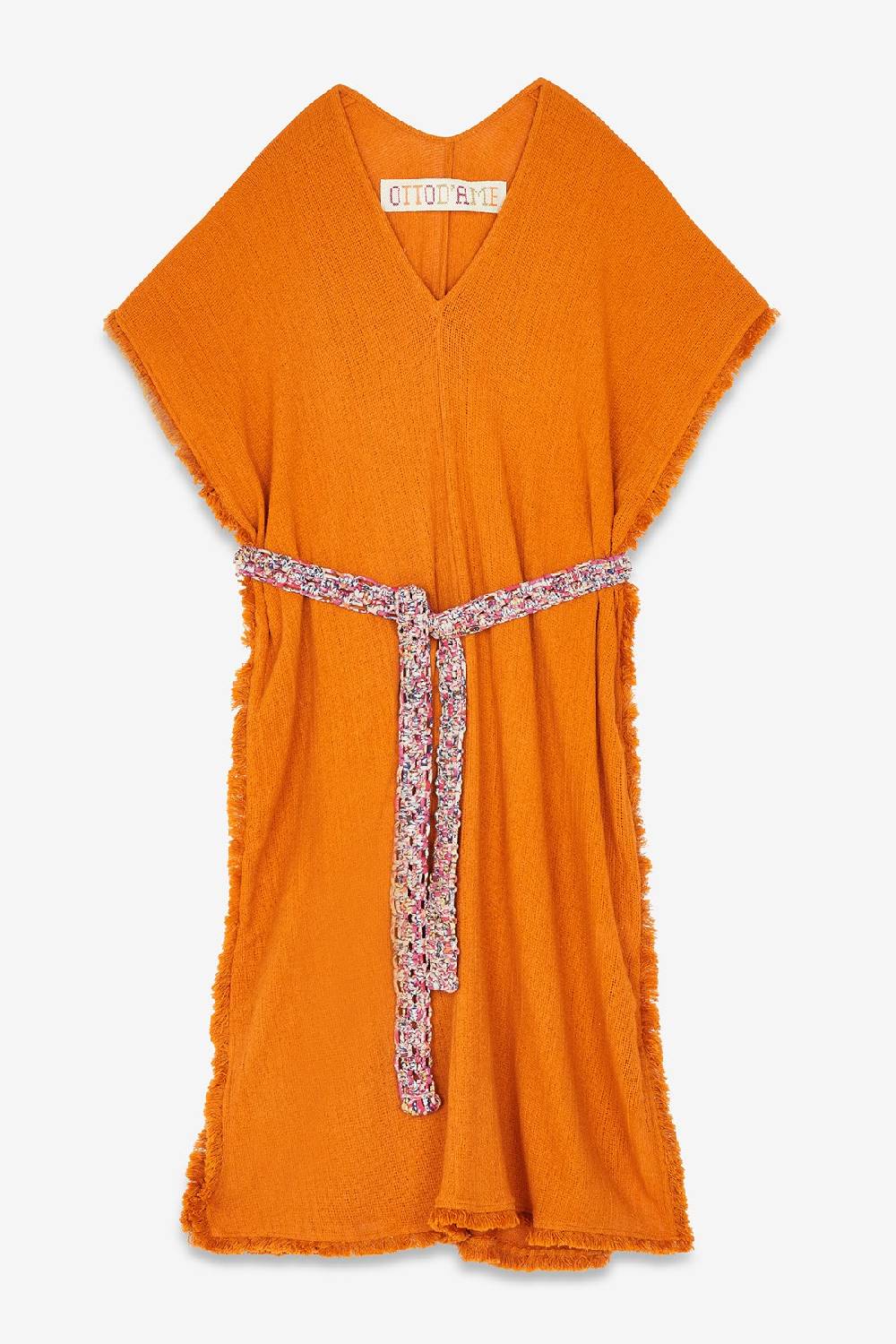 ottod'Ame Cotton midi dress with raw cut hemline Qualità