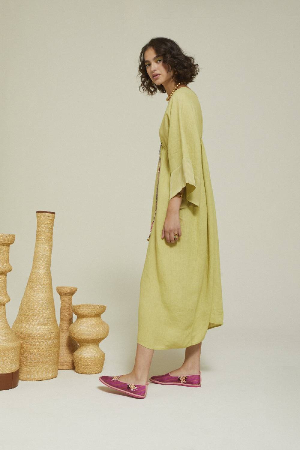 ottod'Ame Linen long dress with drawstring Vendita