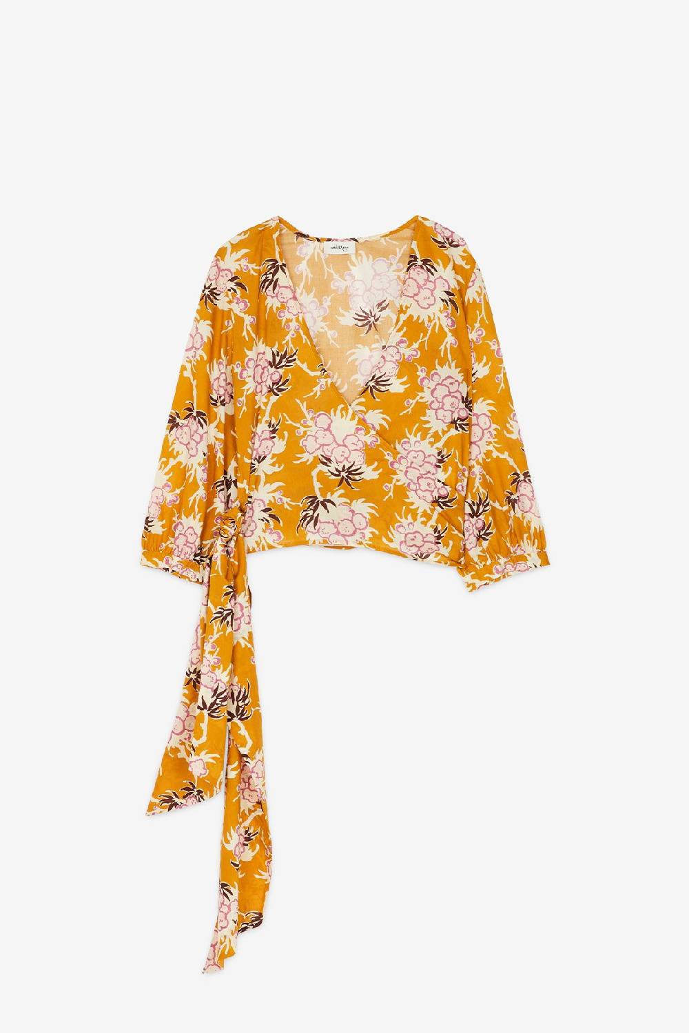ottod'Ame Cotton shirt with criss-cross neckline and sash Soddisfazione Garantita