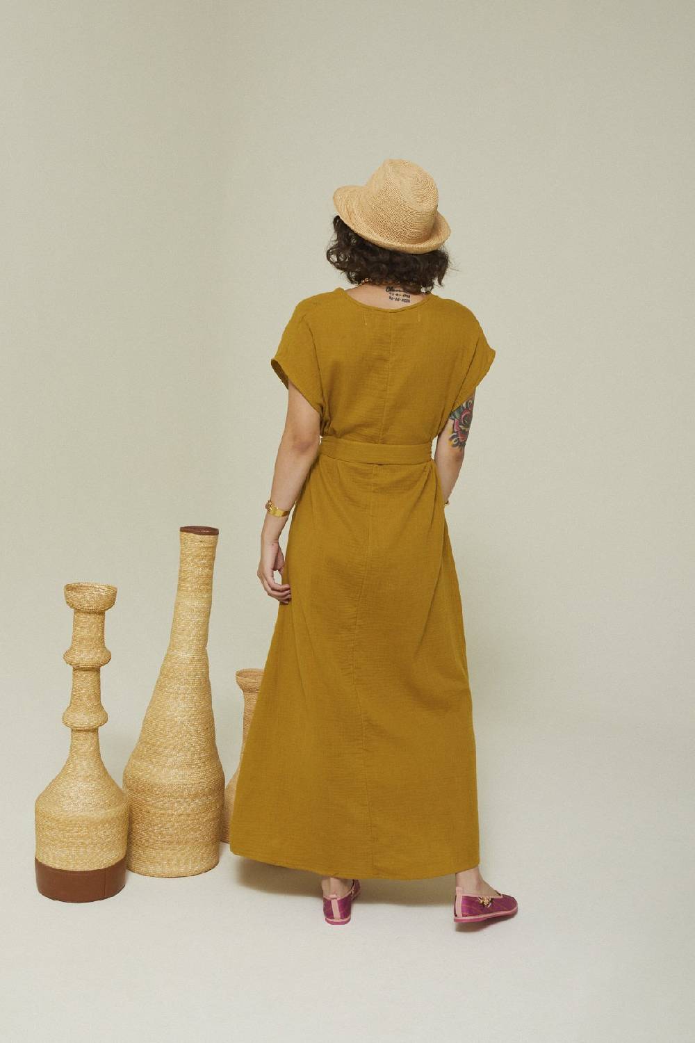 ottod'Ame Cotton long dress with sash Negozi Online