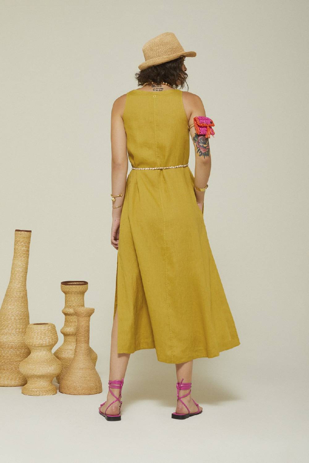 ottod'Ame Linen long dress with slits Hotsell