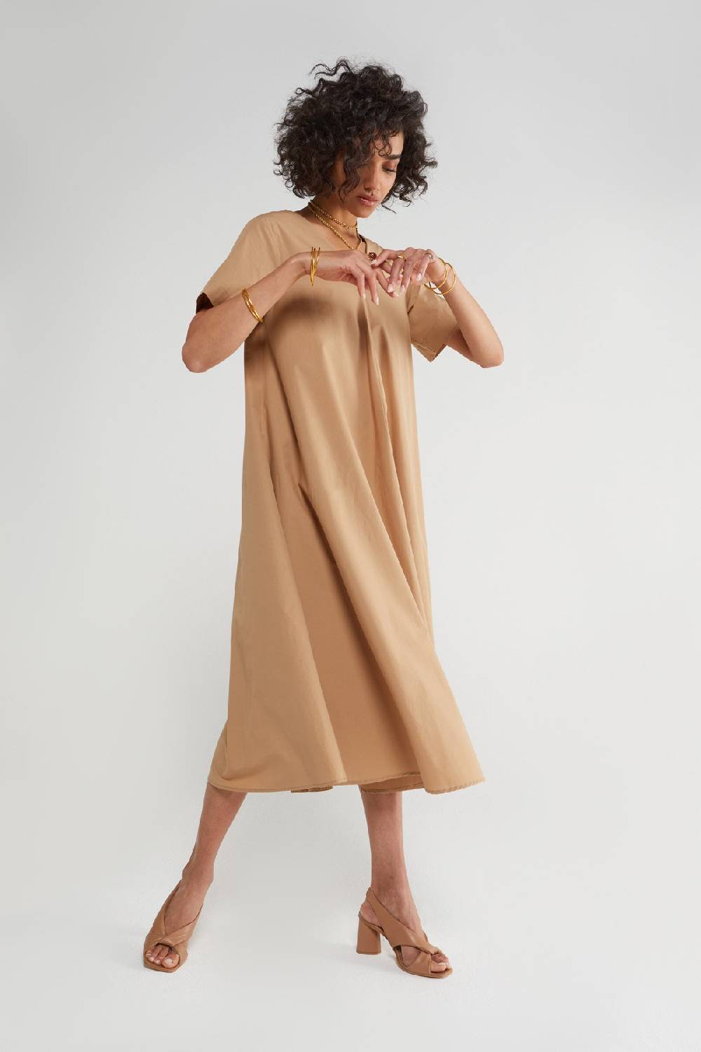 ottod'Ame Poplin midi dress with pleats Spedizione gratuita