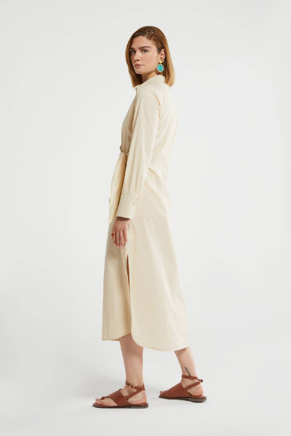 ottod'Ame Poplin chemisier midi dress with sash Prezzo di fabbrica