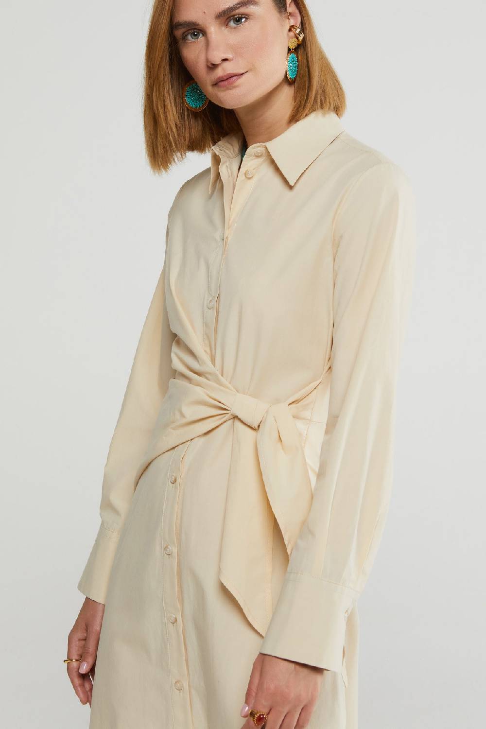 ottod'Ame Poplin chemisier midi dress with sash Prezzo di fabbrica