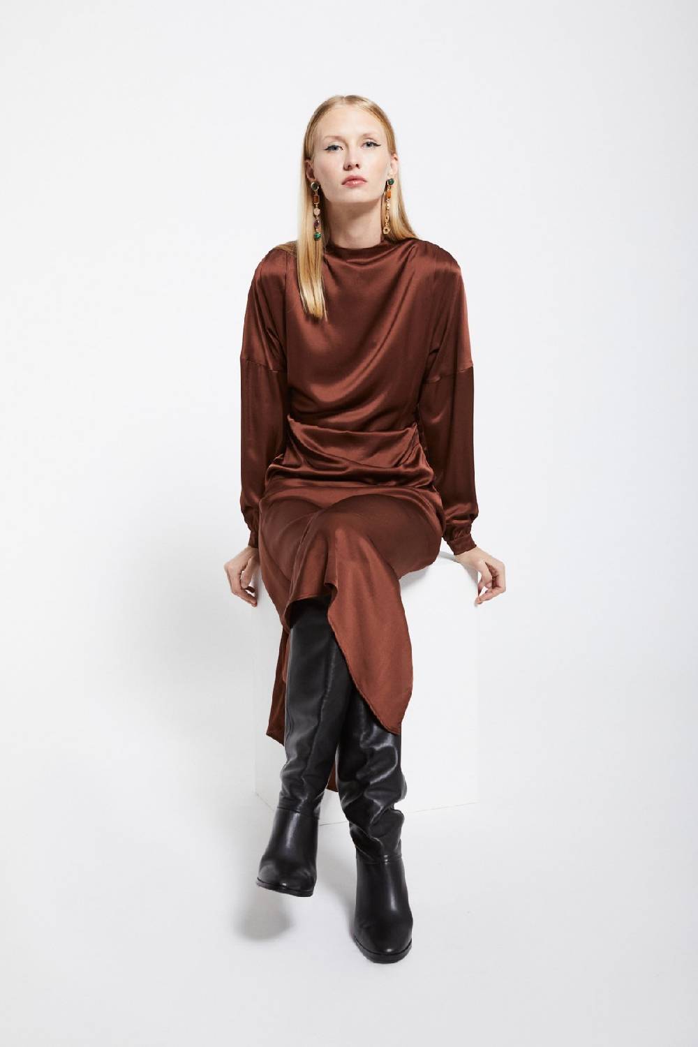 ottod'Ame Viscose long dress with long sleeves Fornitura limitata