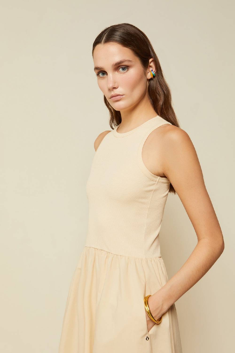 ottod'Ame Poplin midi dress with poodle skirt Latest stili