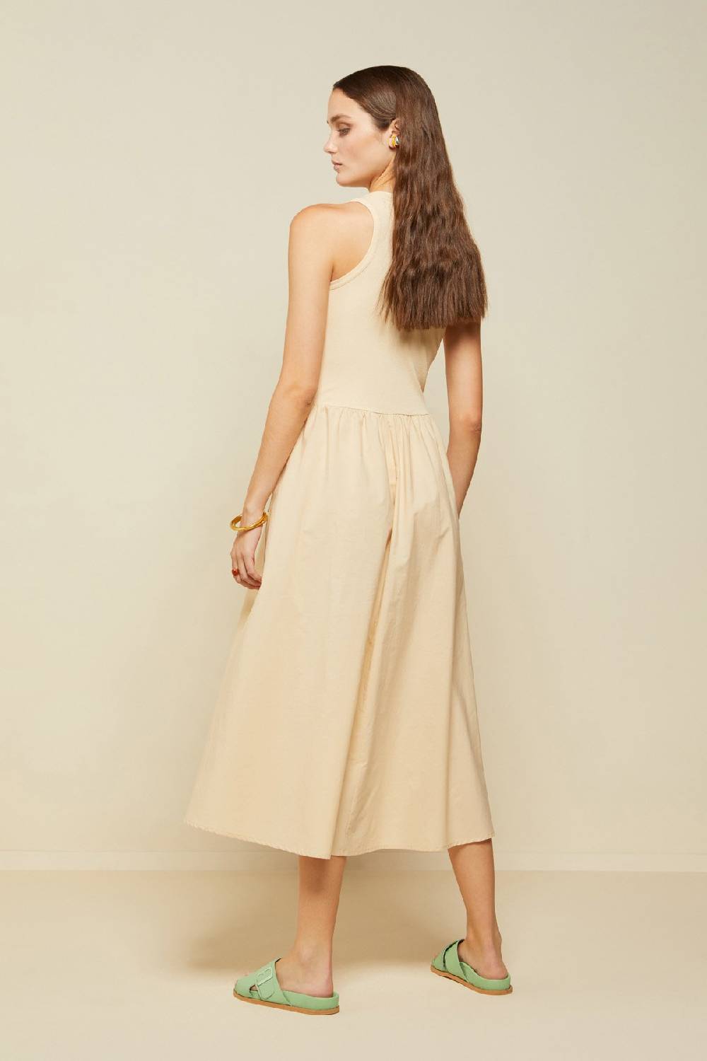 ottod'Ame Poplin midi dress with poodle skirt Latest stili