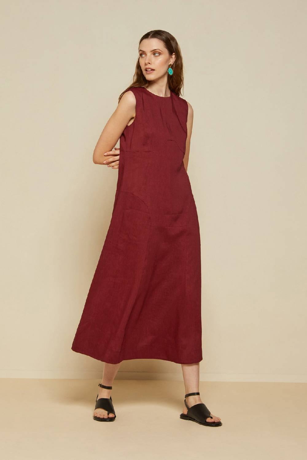 ottod'Ame Linen blend long dress Fino al 65% di sconto