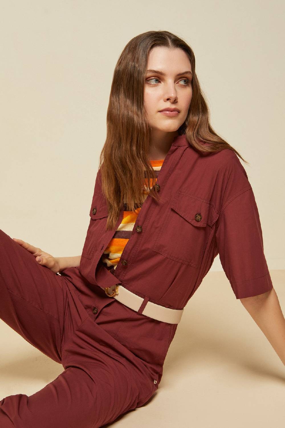 ottod'Ame Poplin jumpsuit with sash Only for today