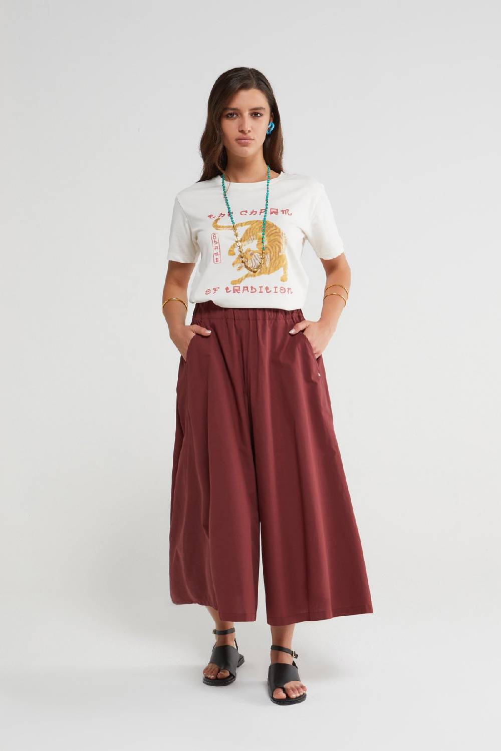 ottod'Ame Poplin culottes trousers Sostegno trimestrale