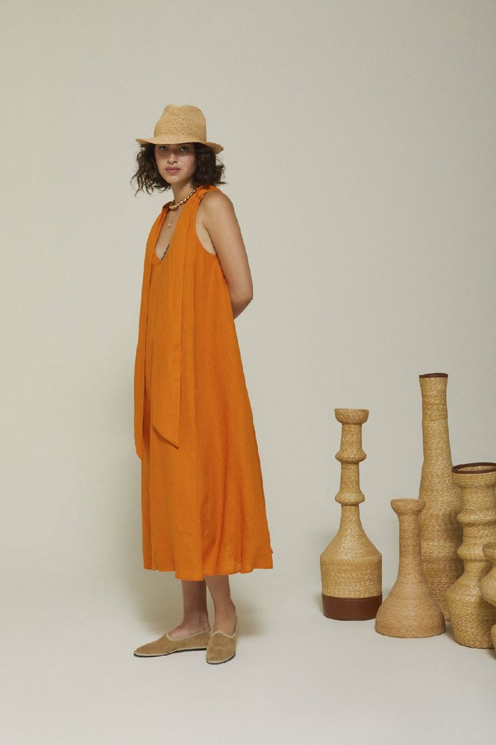 ottod'Ame Linen long dress Discount Store per i nuovi prodotti