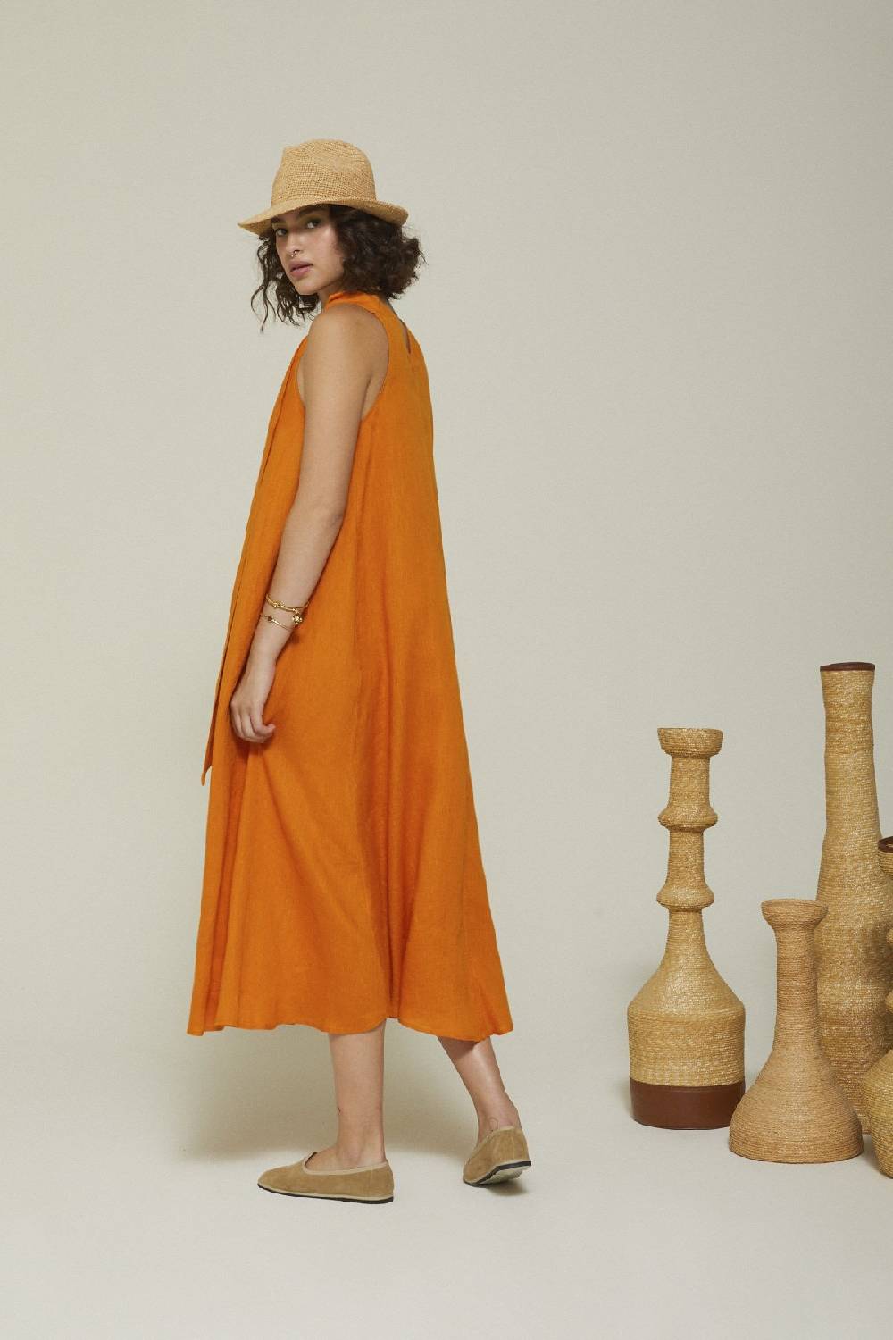 ottod'Ame Linen long dress Discount Store per i nuovi prodotti