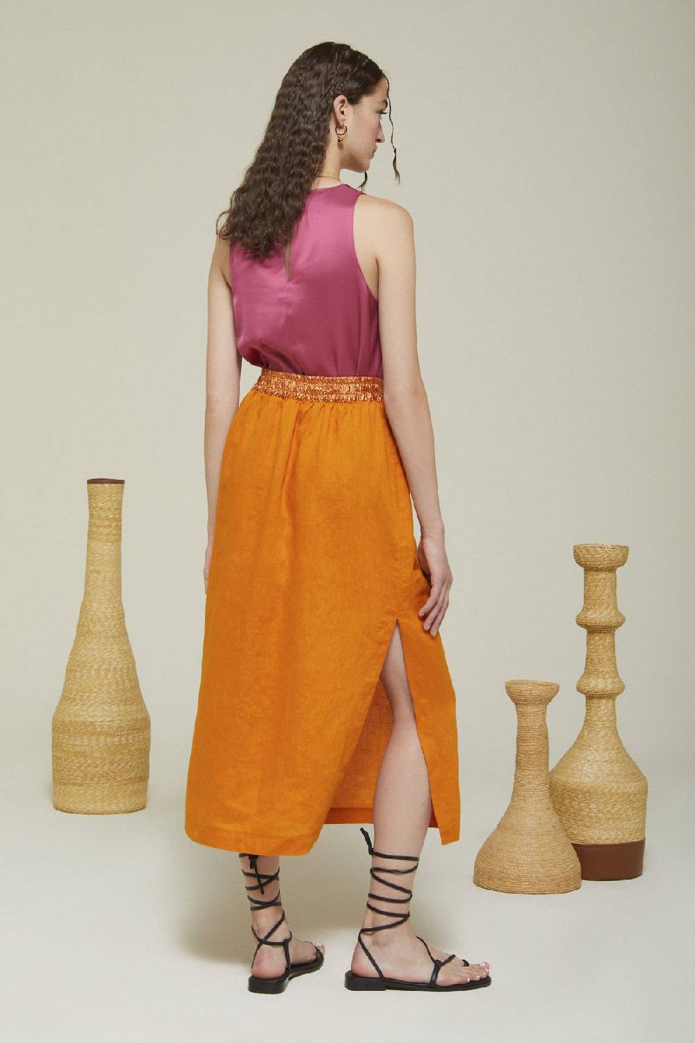 ottod'Ame Linen long skirt Super sconto