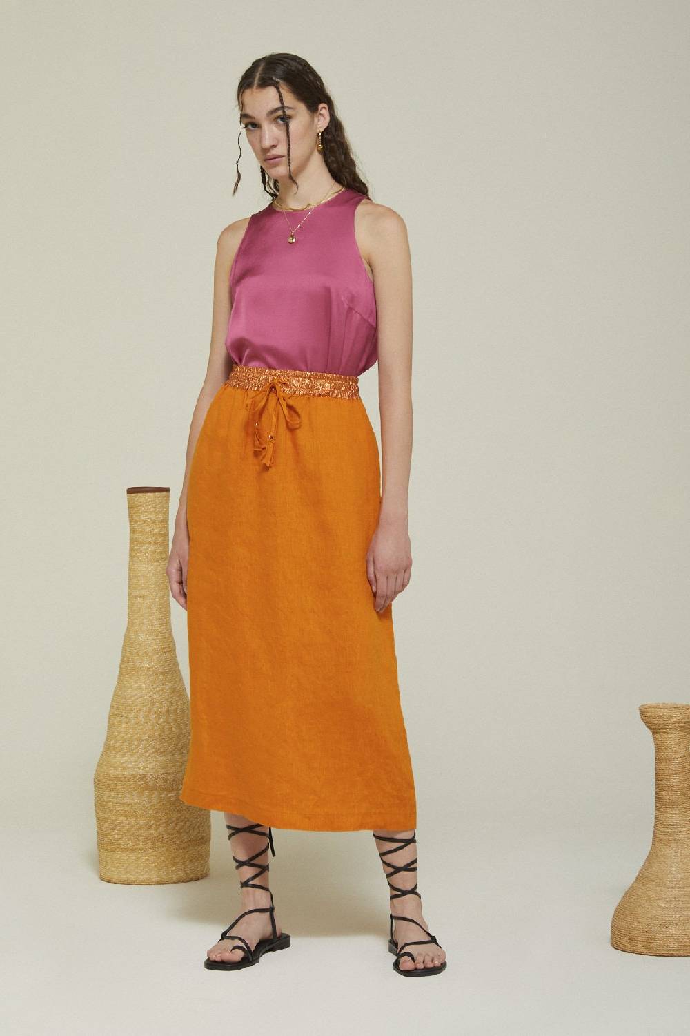 ottod'Ame Linen long skirt Super sconto