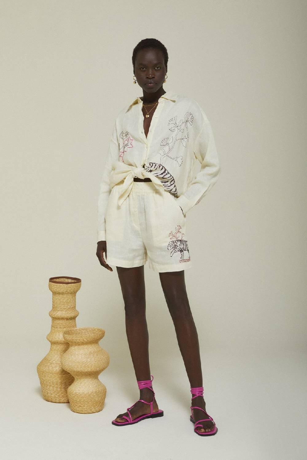 ottod'Ame Linen shorts with lace Enormi sconti
