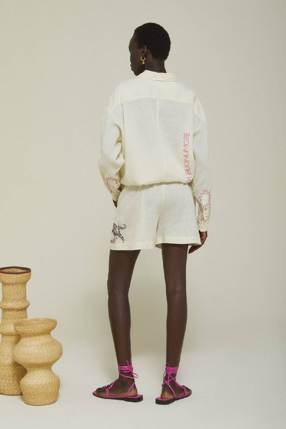 ottod'Ame Linen shorts with lace Enormi sconti