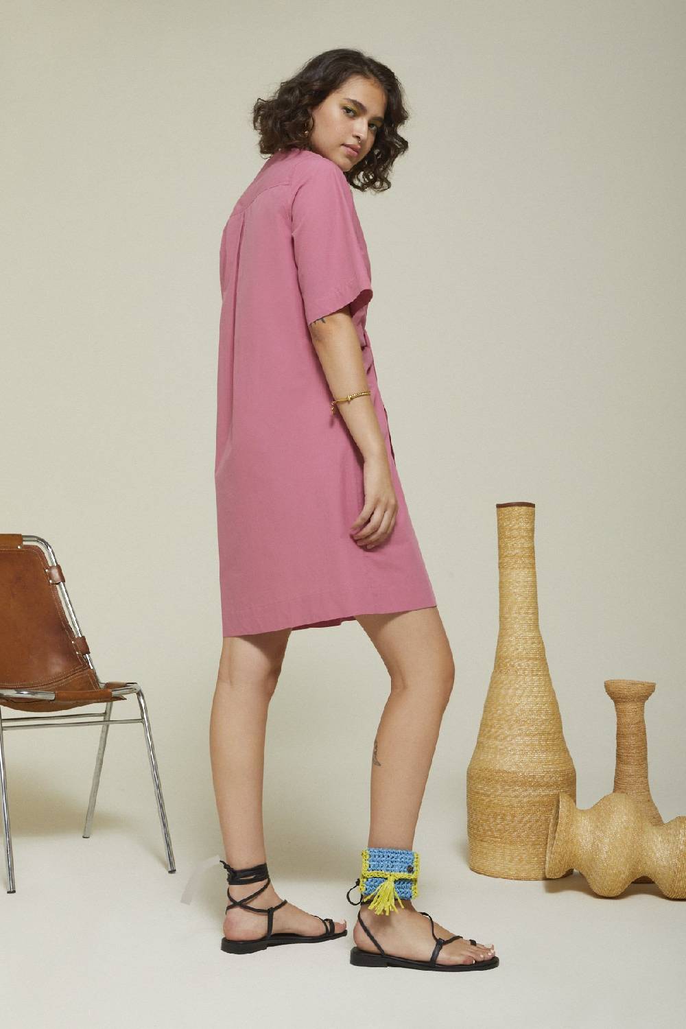 ottod'Ame Poplin short dress with knot Limitato a 3 giorni