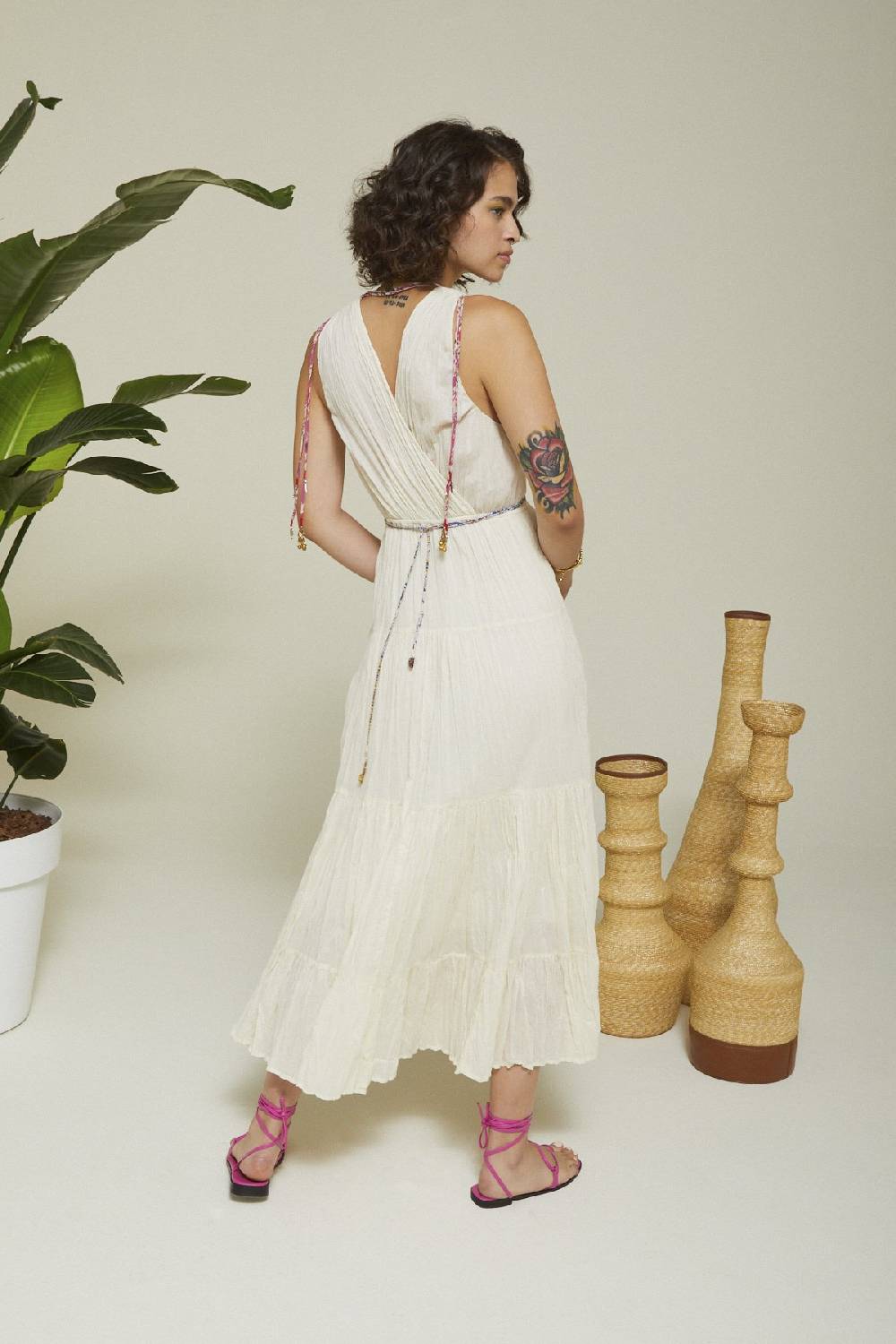 ottod'Ame Cotton long dress with ruffles Italy