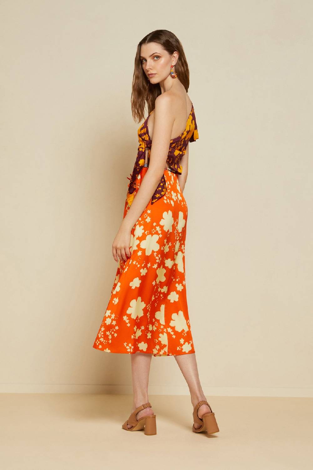 ottod'Ame Viscose midi dress with foulard top Vendite Flash