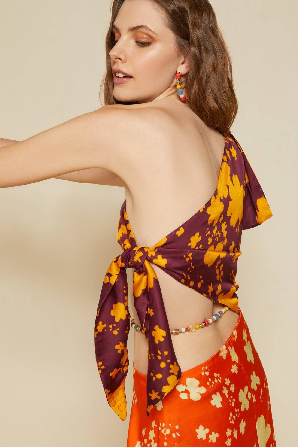 ottod'Ame Viscose midi dress with foulard top Vendite Flash
