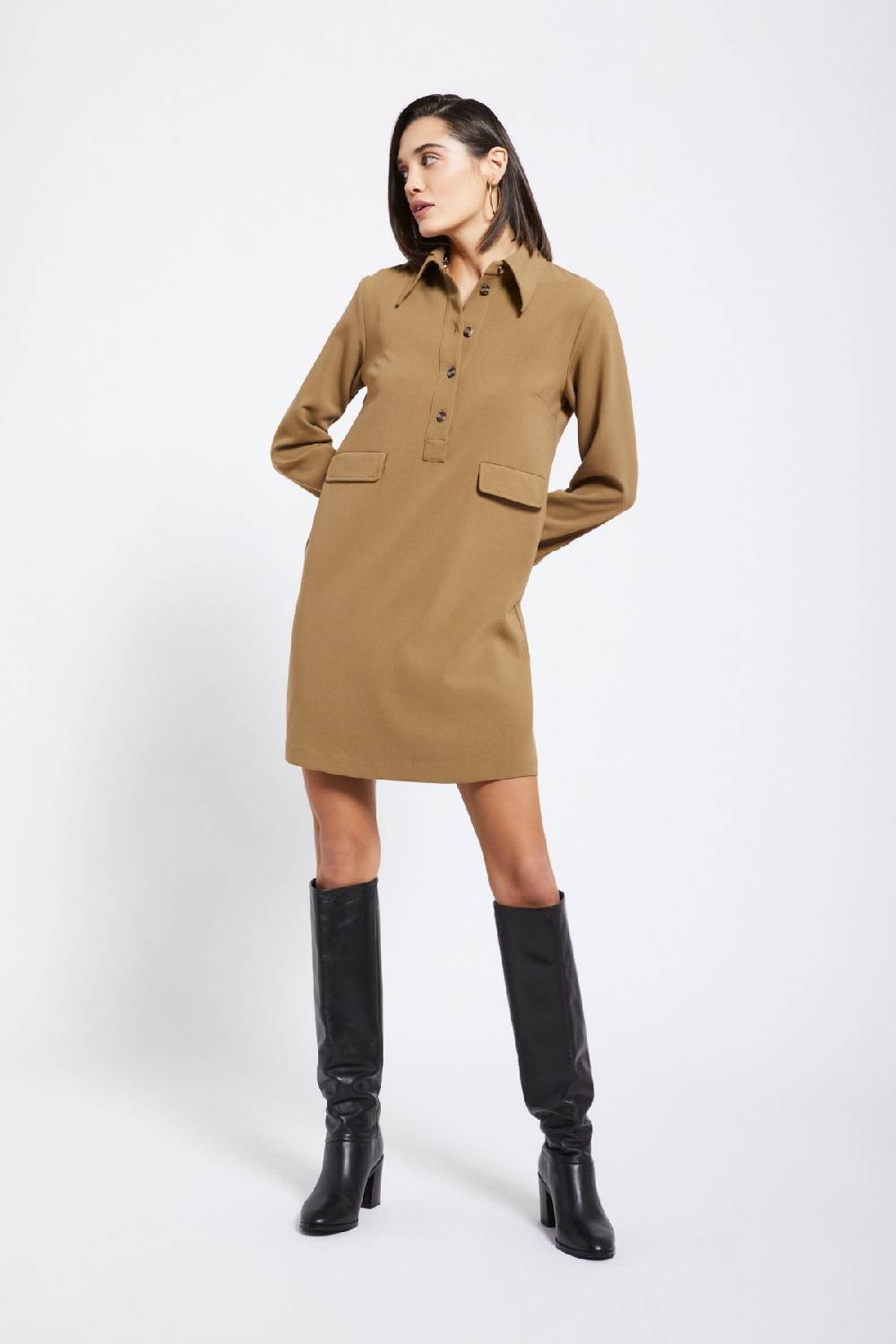 ottod'Ame Solid short dress with collar Offerte giornaliere