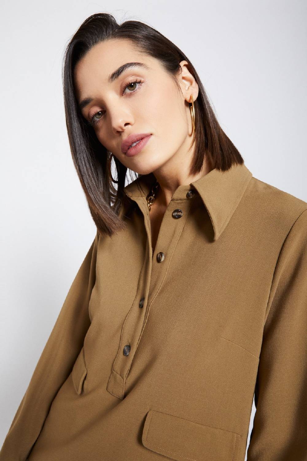 ottod'Ame Solid short dress with collar Offerte giornaliere