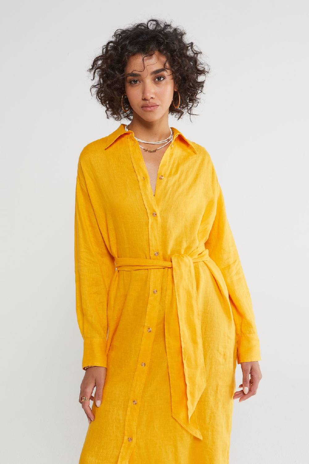 ottod'Ame Linen long chemisier dress with sash Ultimi due giorni