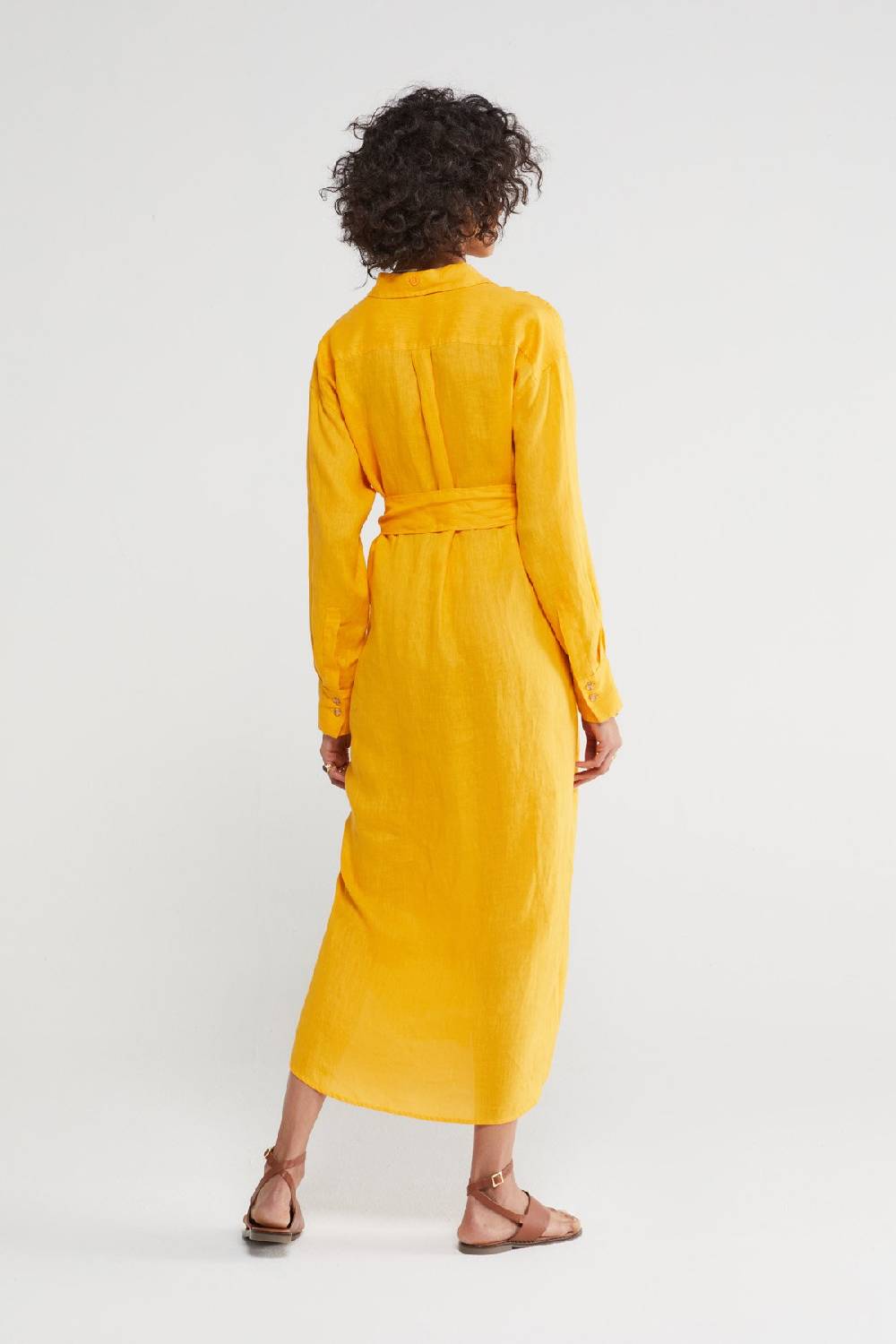 ottod'Ame Linen long chemisier dress with sash Ultimi due giorni