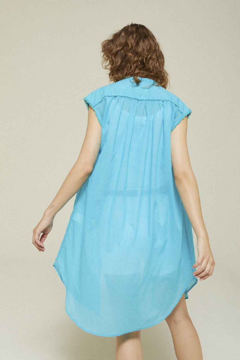 ottod'Ame Cotton short dress with drawstring Black Friday Prezzi