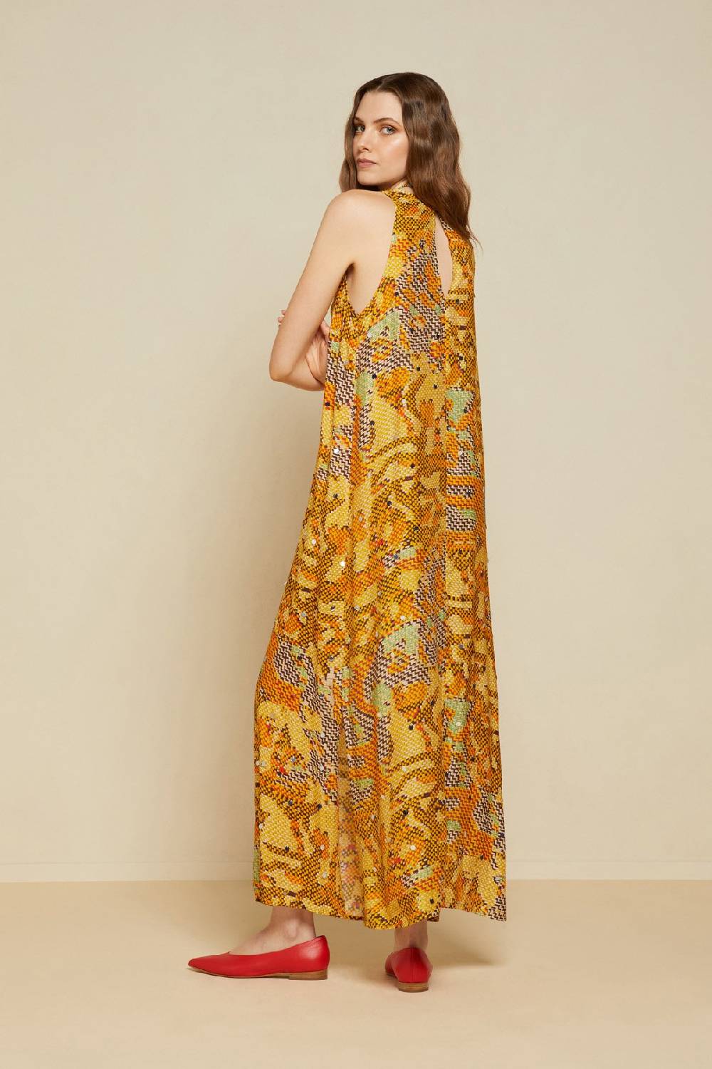 ottod'Ame Printed viscose long dress Vendite Flash