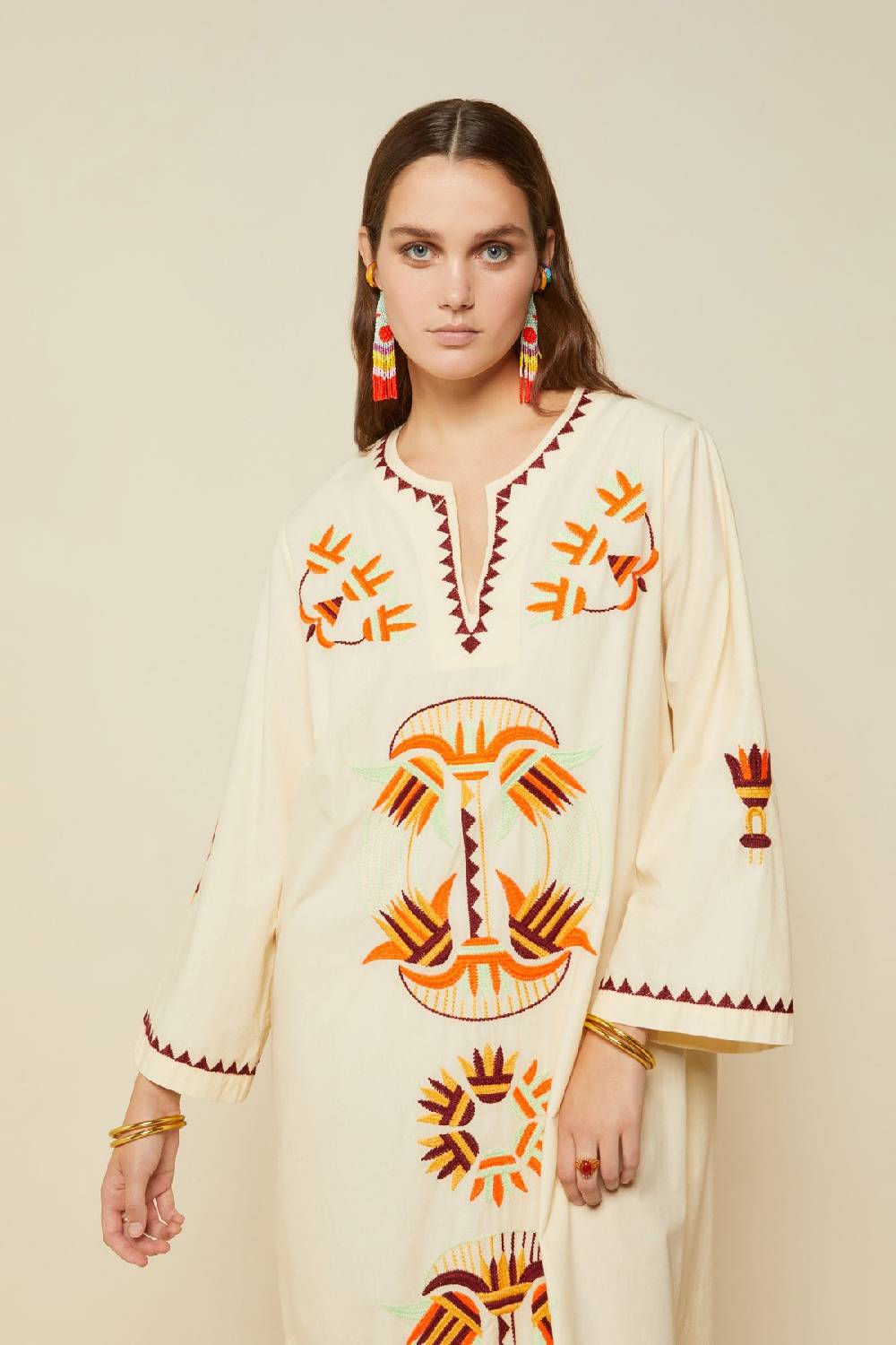 ottod'Ame Cotton long kaftan dress with embroideries Enormi risparmi