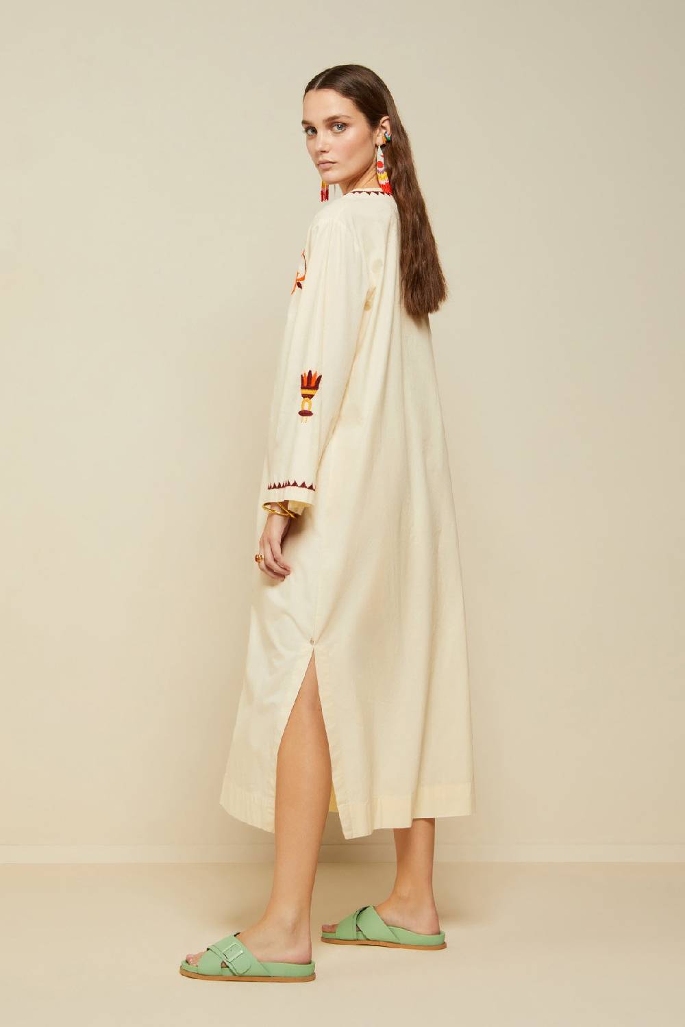 ottod'Ame Cotton long kaftan dress with embroideries Enormi risparmi