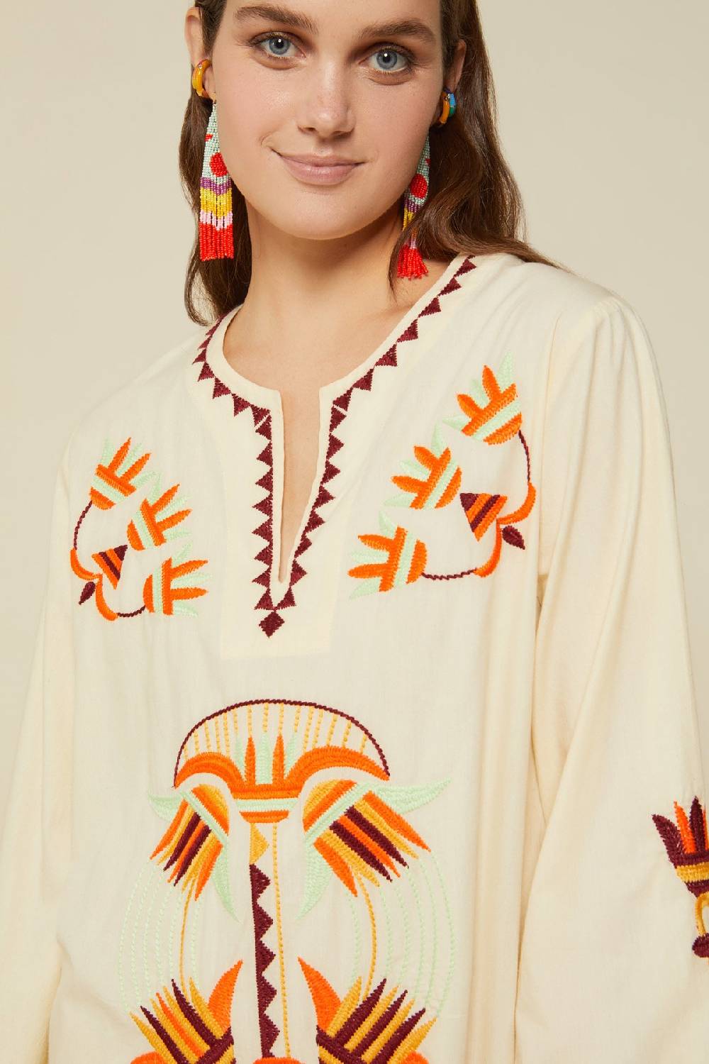 ottod'Ame Cotton long kaftan dress with embroideries Enormi risparmi