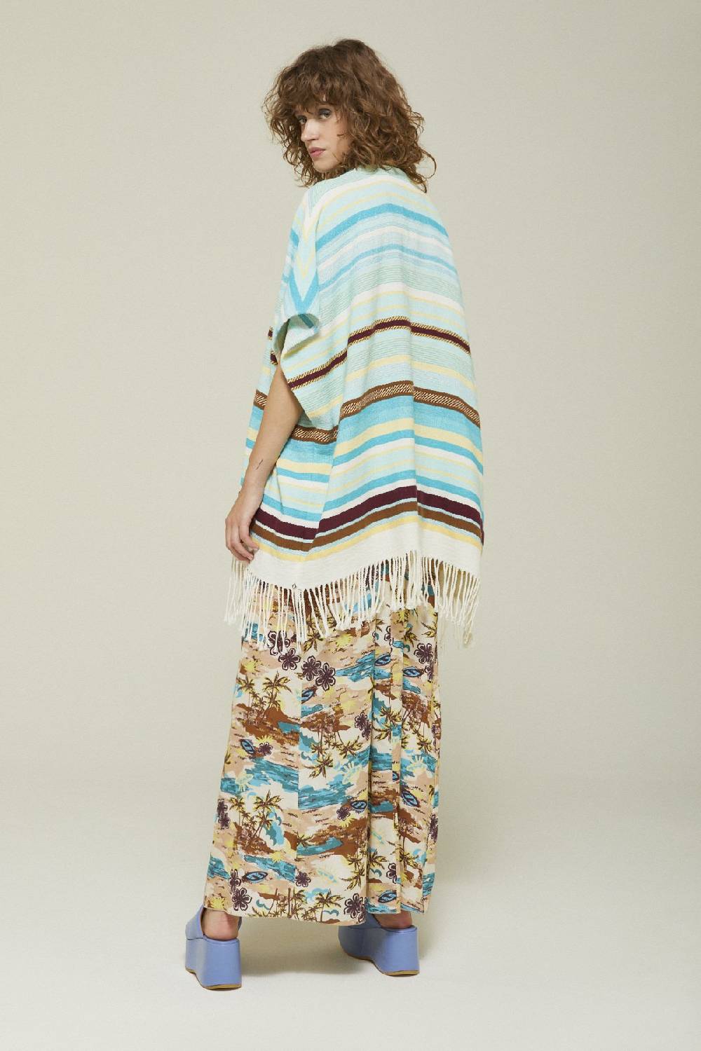 ottod'Ame Poncho with fringes 50% di sconto con spedizione gratuita