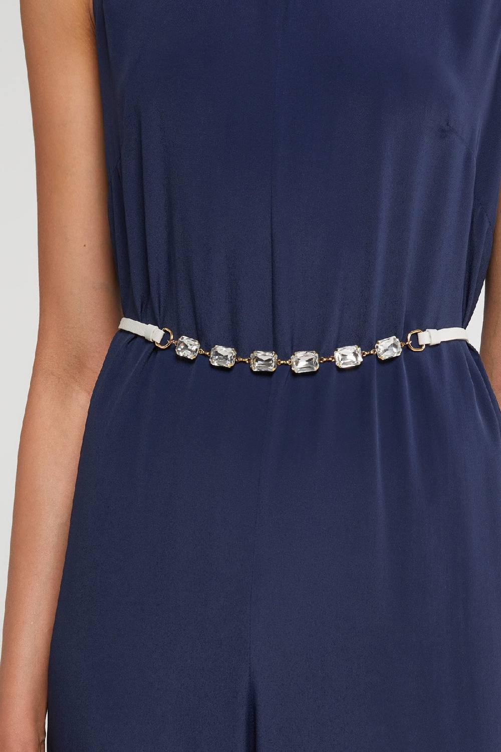 ottod'Ame Leather thin belt with jewels Smaltimento dello stoccaggio