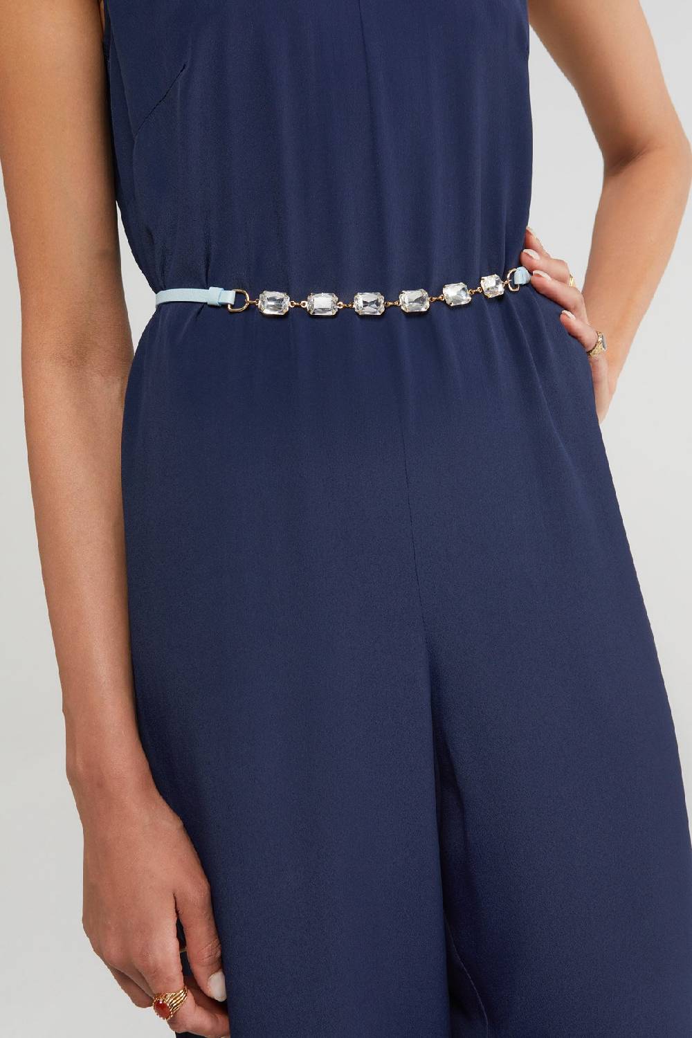 ottod'Ame Leather thin belt with jewels Vendita calda