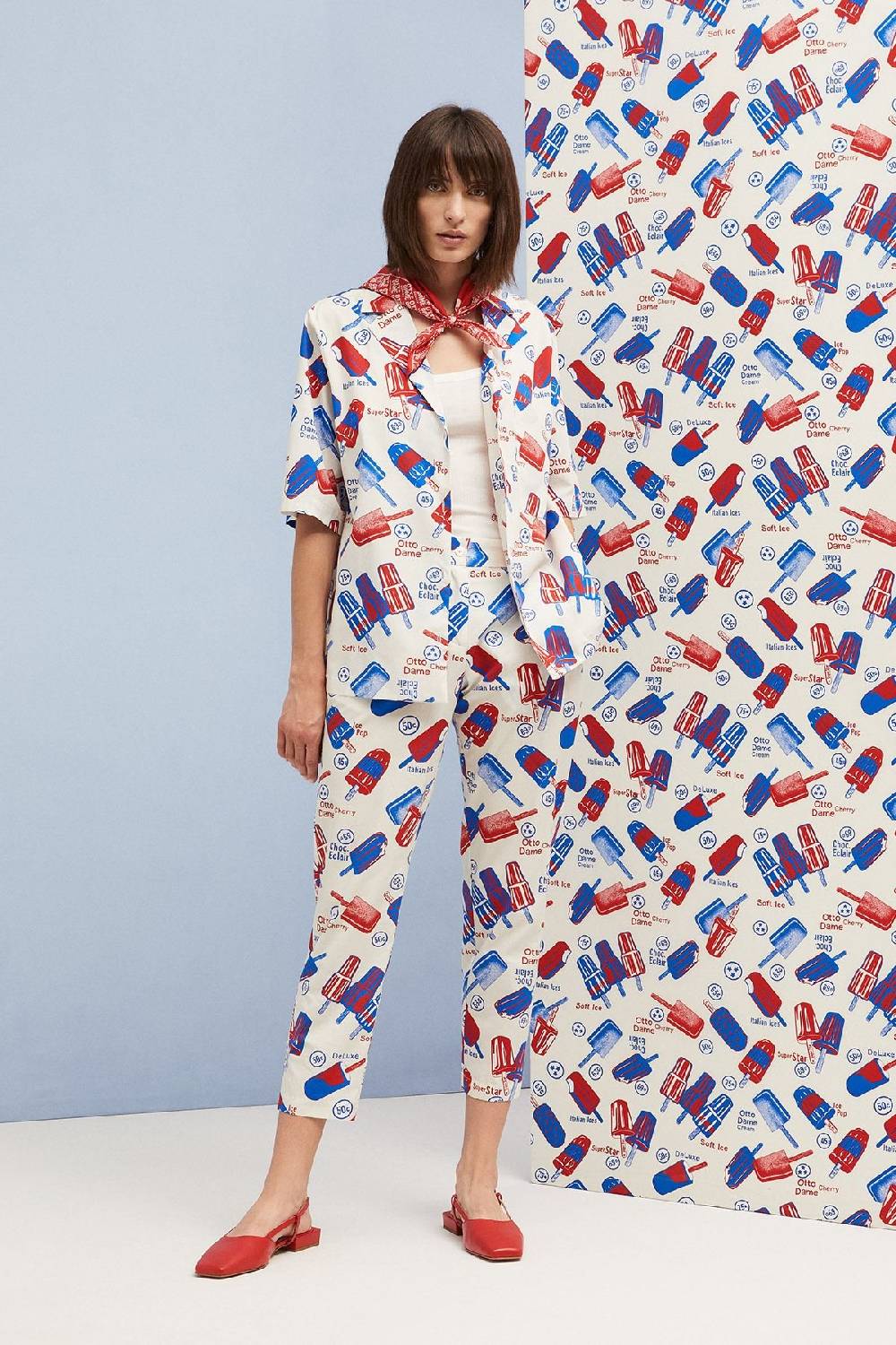 ottod'Ame Cigarette trousers ice creams' printing Fino al 50% di sconto