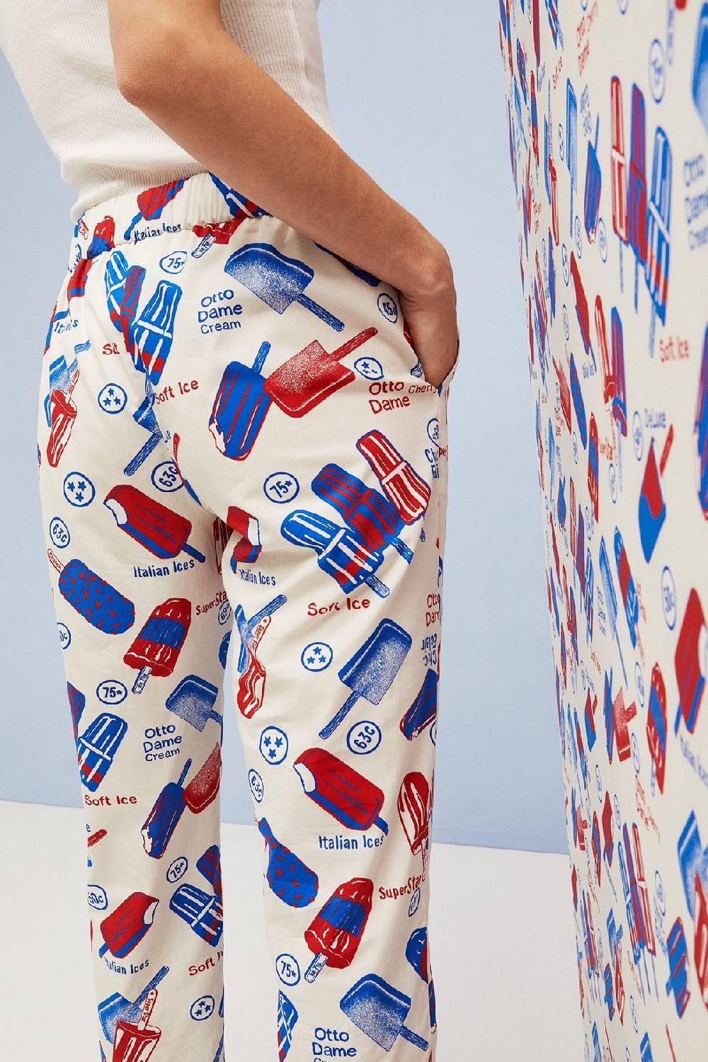 ottod'Ame Cigarette trousers ice creams' printing Fino al 50% di sconto